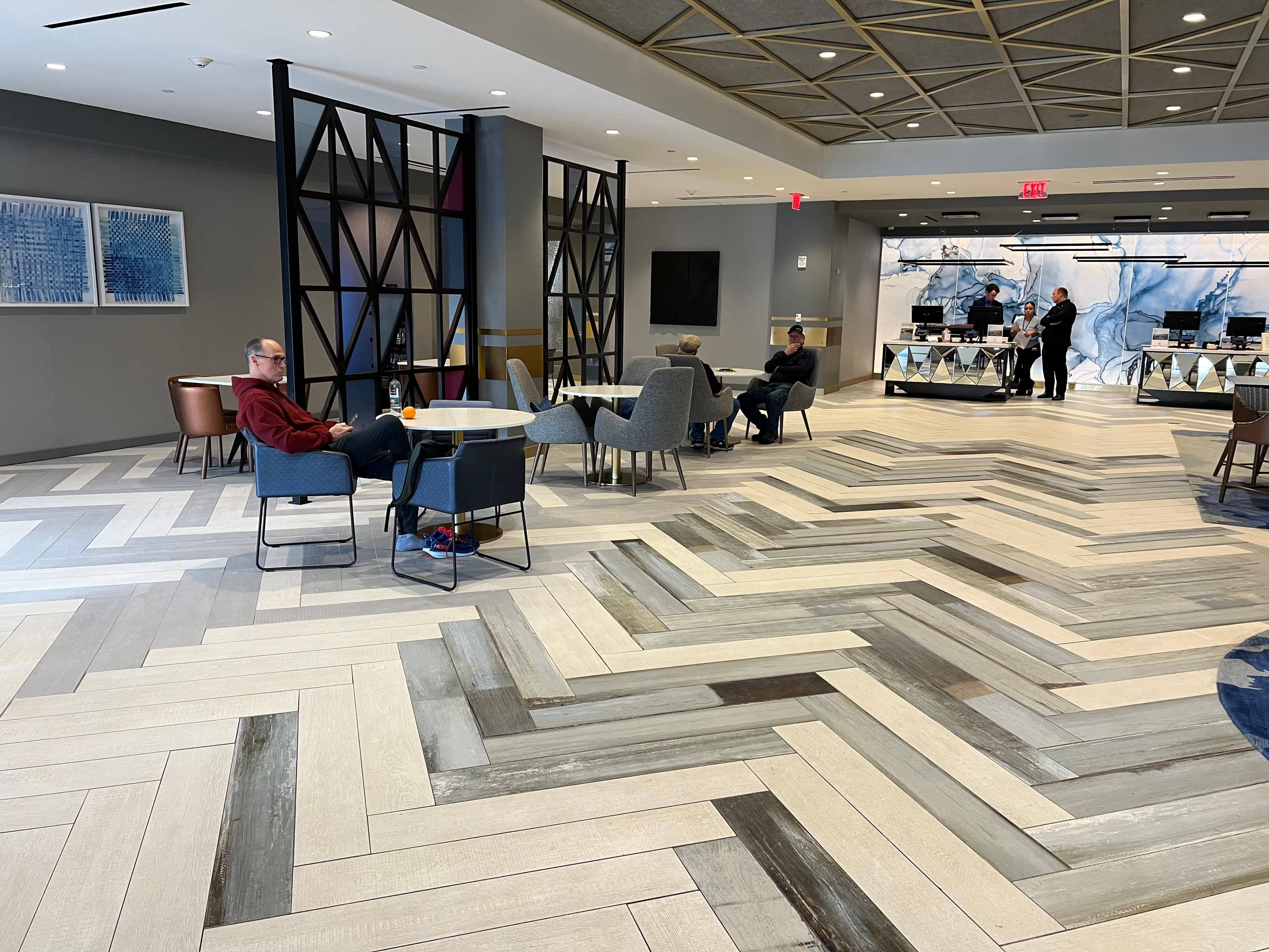 Clean commercial tile and grout in hotel bathroom