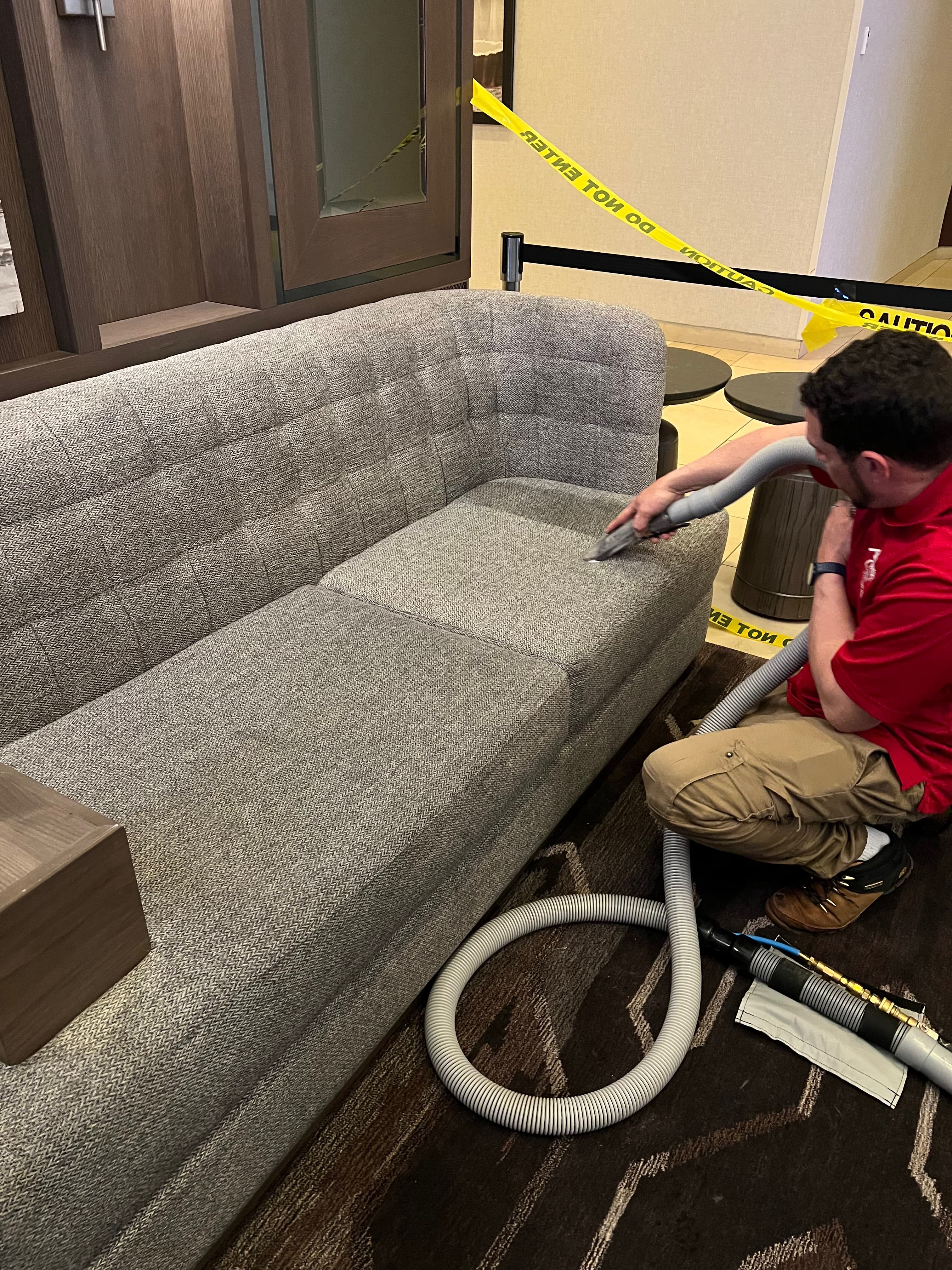 Hotel lobby upholstered furniture cleaning